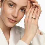 CROSSOVER TWO ROW RING Sterling Silver with 14K Yellow Gold, 7.4mm
