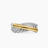 CROSSOVER TWO ROW RING Sterling Silver with 14K Yellow Gold, 7.4mm