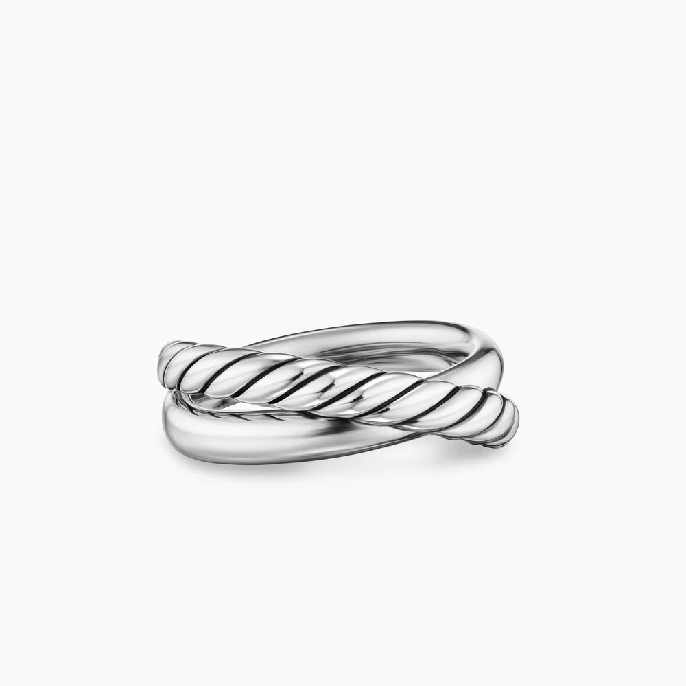 CROSSOVER TWO ROW RING Sterling Silver, 7.4mm
