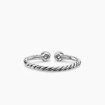 Cable Open Round Ring Sterling Silver with 14K Yellow Gold and Diamonds, 3.9mm