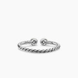 Cable Open Round Ring Sterling Silver with 14K Yellow Gold and Diamonds, 3.9mm