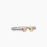 Cable Open Round Ring Sterling Silver with 14K Yellow Gold and Diamonds, 3.9mm