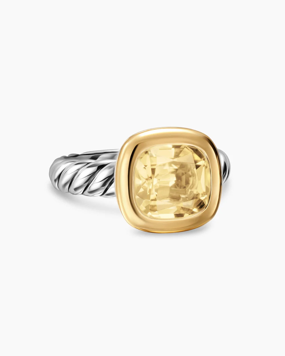 DY Mercer® Color Stone Ring Sterling Silver with 18K Yellow Gold and Champagne Citrine, 10mm