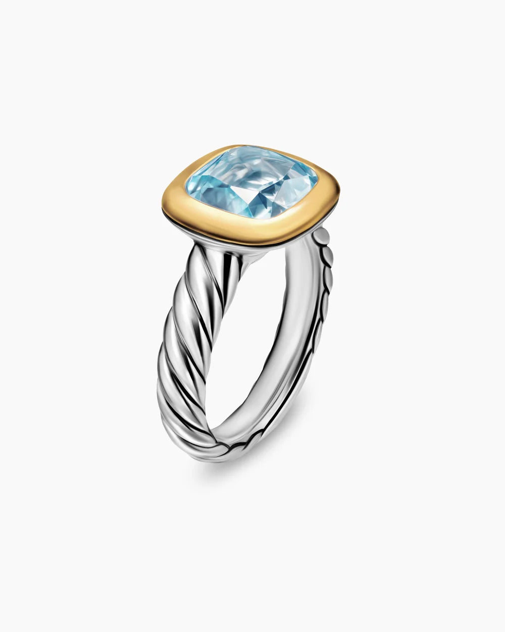 DY MERCER® COLOR STONE RING Sterling Silver with 18K Yellow Gold and Sky Blue Topaz, 10mm