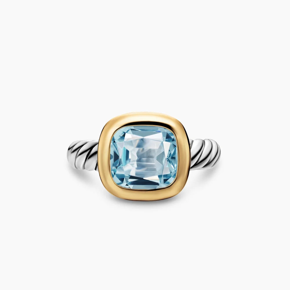 DY MERCER® COLOR STONE RING Sterling Silver with 18K Yellow Gold and Sky Blue Topaz, 10mm