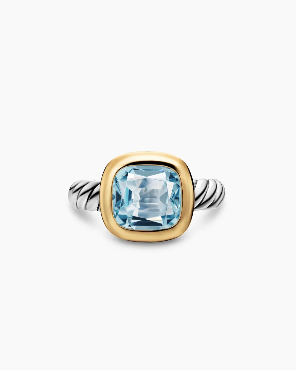 DY MERCER® COLOR STONE RING Sterling Silver with 18K Yellow Gold and Sky Blue Topaz, 10mm