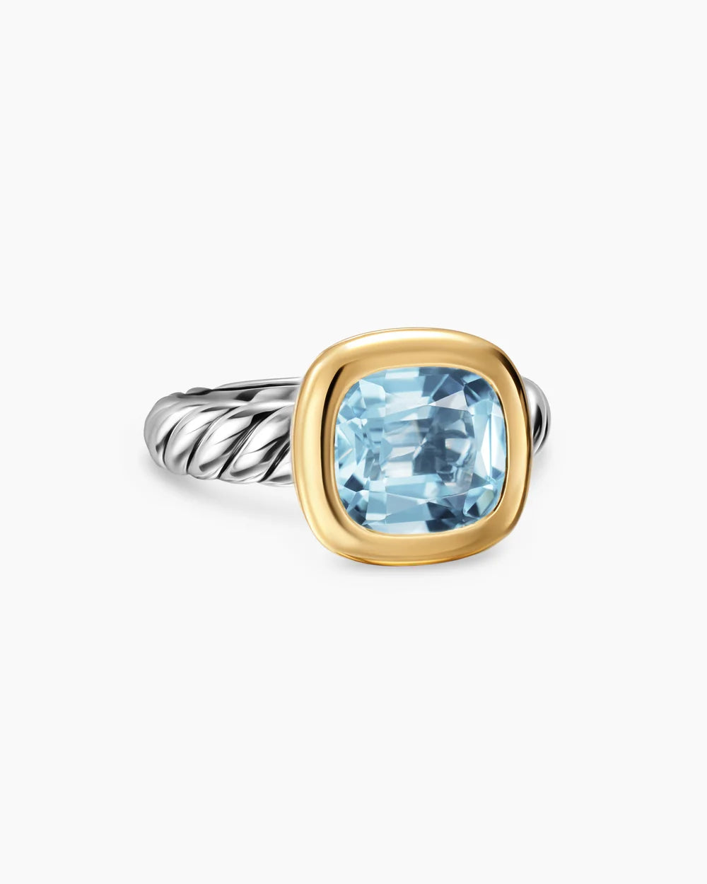 DY Mercer® Color Stone Ring Sterling Silver with 18K Yellow Gold and Sky Blue Topaz, 10mm