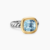DY Mercer® Color Stone Ring Sterling Silver with 18K Yellow Gold and Sky Blue Topaz, 10mm