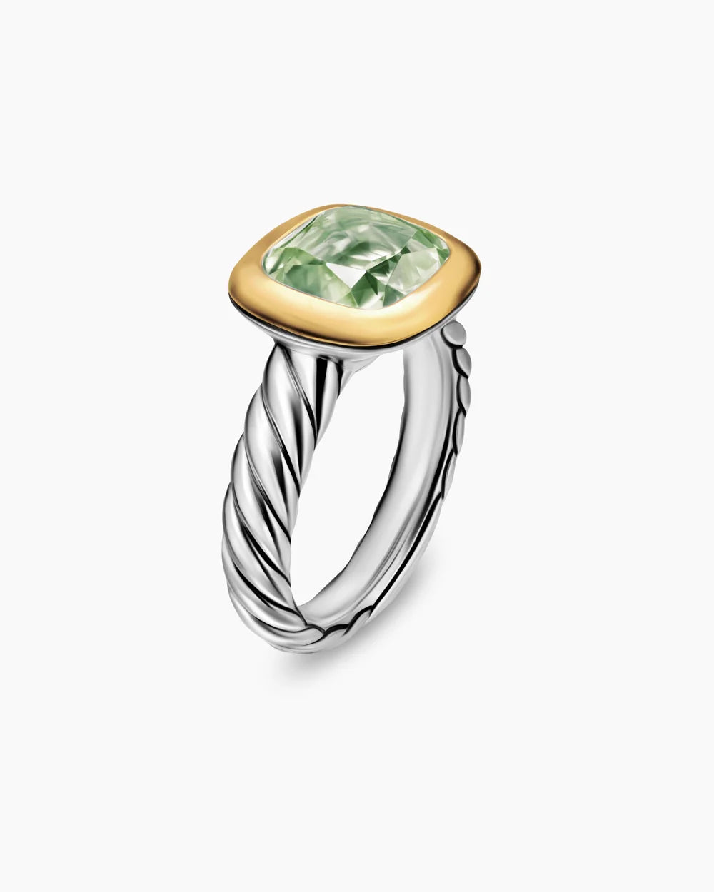 DY MERCER® COLOR STONE RING Sterling Silver with 18K Yellow Gold and Prasiolite, 10mm