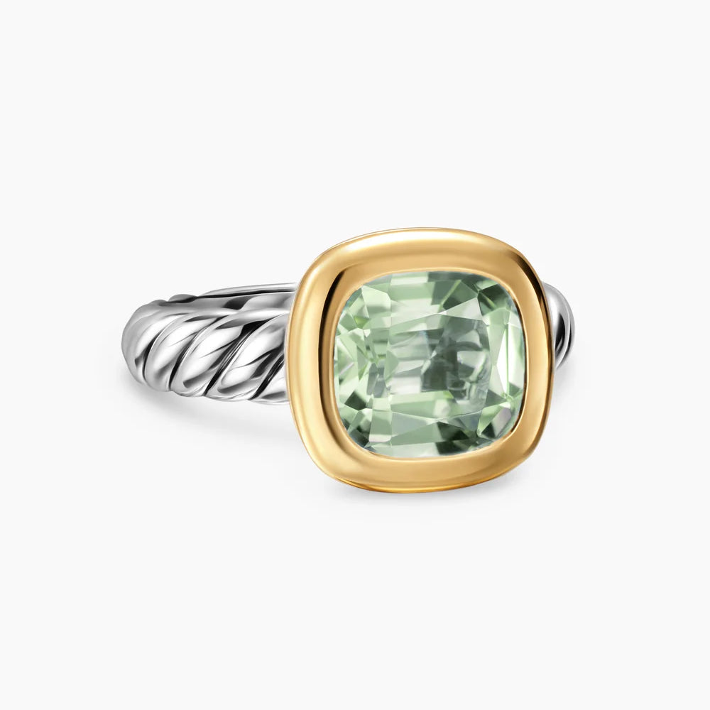 DY MERCER® COLOR STONE RING Sterling Silver with 18K Yellow Gold and Prasiolite, 10mm