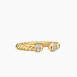 CABLE BAND OPEN RING 18K Yellow Gold with Diamonds, 2.8mm
