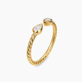 CABLE OPEN PEAR RING 18K Yellow Gold with Diamonds, 1.7mm