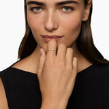 CABLE OPEN PEAR RING 18K Yellow Gold with Diamonds, 1.7mm