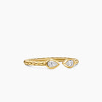 CABLE OPEN PEAR RING 18K Yellow Gold with Diamonds, 1.7mm