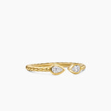 CABLE OPEN PEAR RING 18K Yellow Gold with Diamonds, 1.7mm
