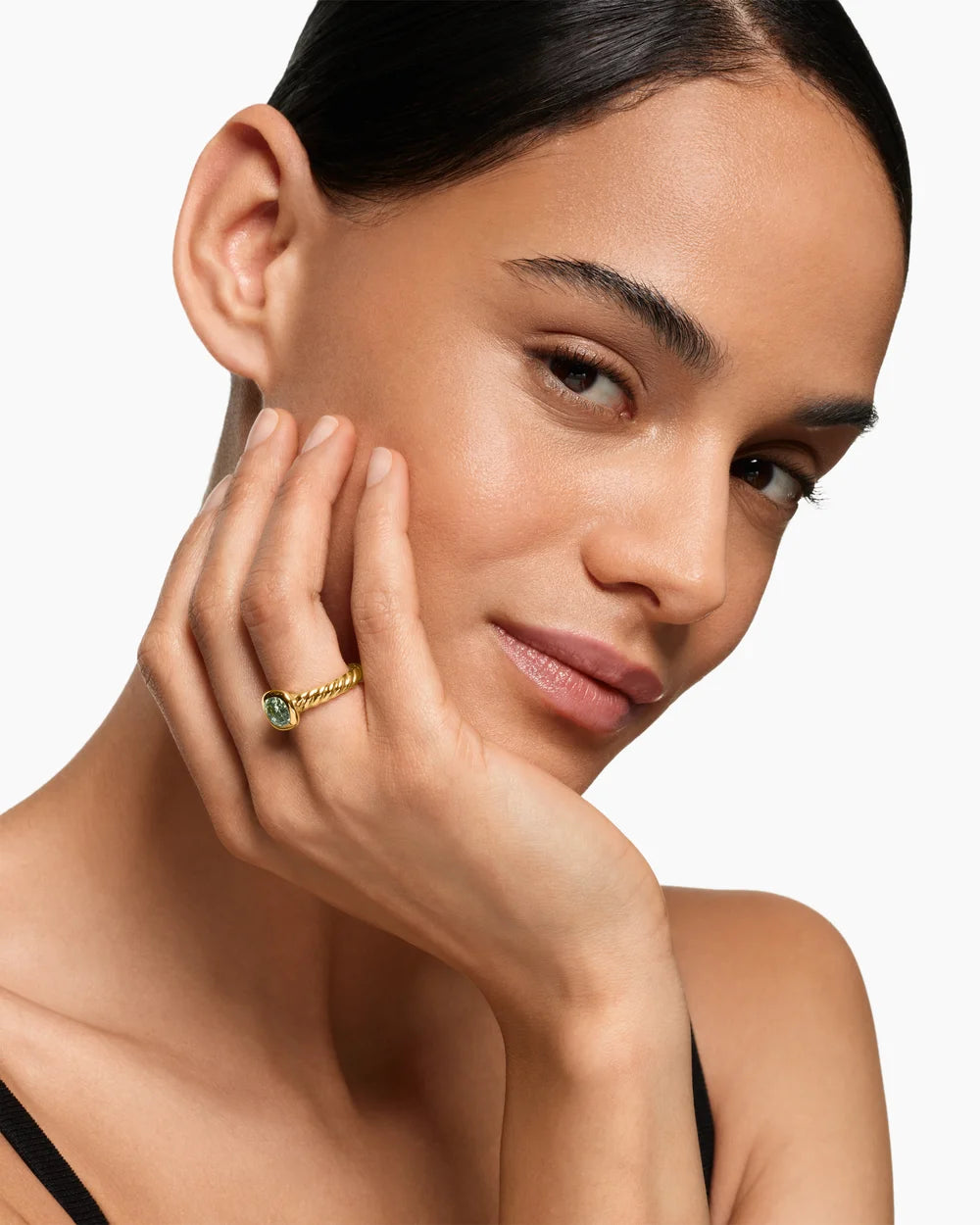 DY MERCER® COLOR STONE RING 18K Yellow Gold with Prasiolite, 7mm