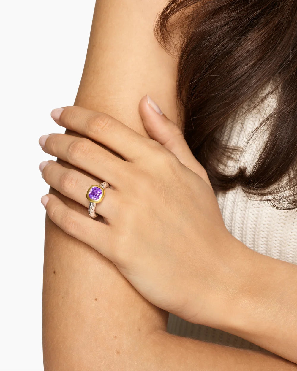 DY MERCER® COLOR STONE RING Sterling Silver with 18K Yellow Gold and Amethyst, 7mm