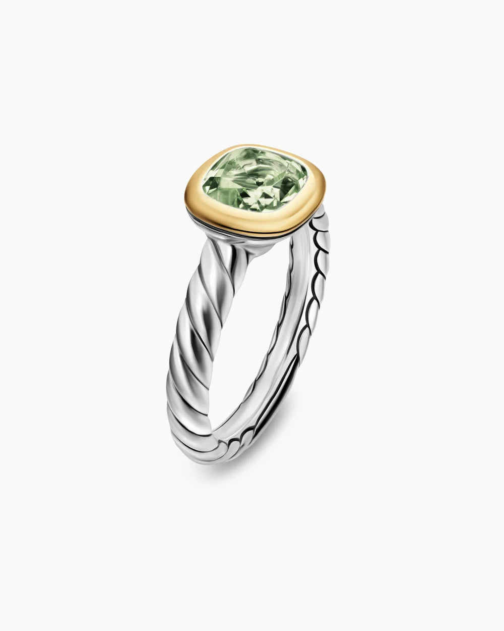DY MERCER® COLOR STONE RING Sterling Silver with 18K Yellow Gold and Prasiolite, 7mm