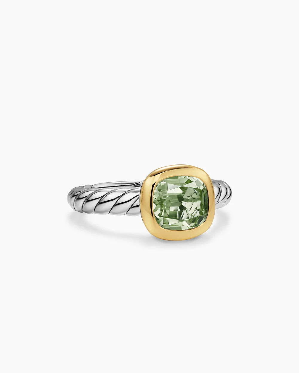 DY MERCER® COLOR STONE RING Sterling Silver with 18K Yellow Gold and Prasiolite, 7mm