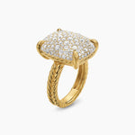 CHATELAINE® ELONGATED RING 18K Yellow Gold with Diamonds, 19mm
