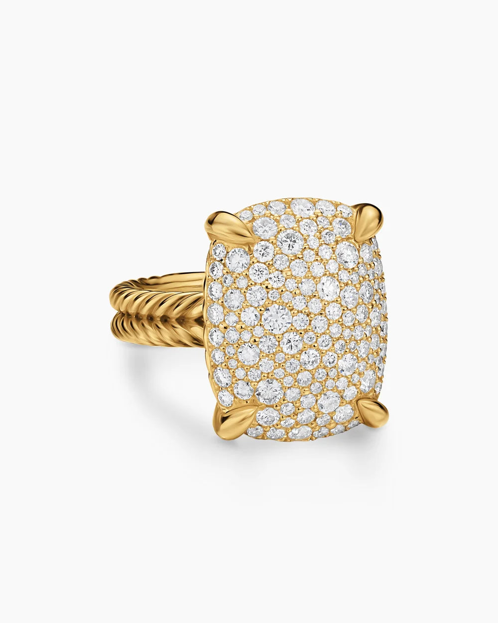 CHATELAINE® ELONGATED RING 18K Yellow Gold with Diamonds, 19mm