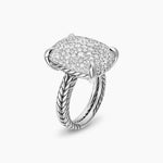 CHATELAINE® ELONGATED RING Sterling Silver with Diamonds, 19mm