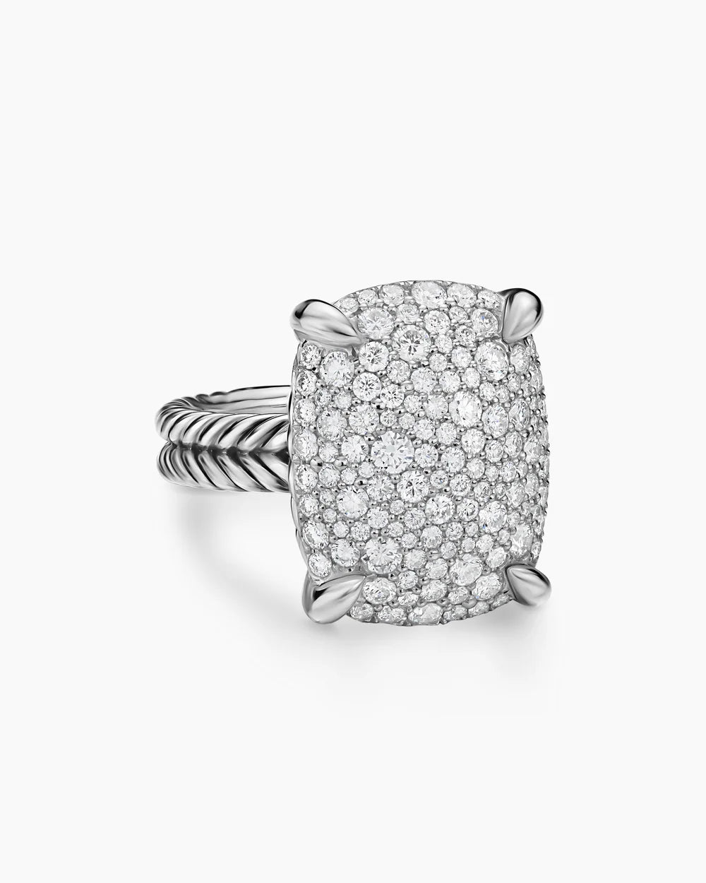 CHATELAINE® ELONGATED RING Sterling Silver with Diamonds, 19mm
