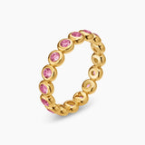 BEZEL SET BAND RING 18K Yellow Gold with Pink Tourmalines, 4mm