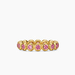 BEZEL SET BAND RING 18K Yellow Gold with Pink Tourmalines, 4mm
