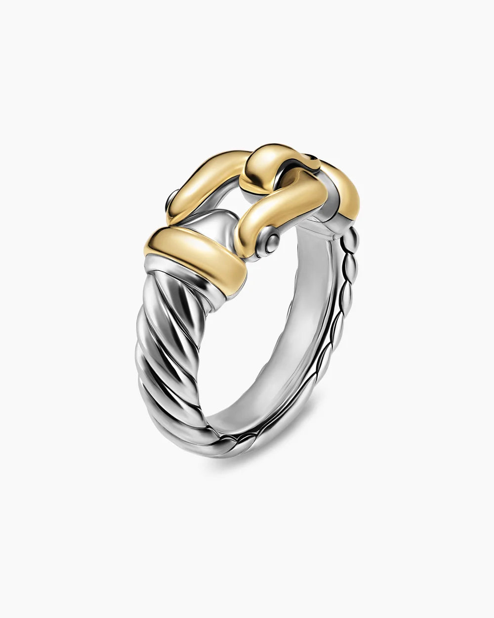 BUCKLE RING Sterling Silver with 14K Yellow Gold, 10.4mm