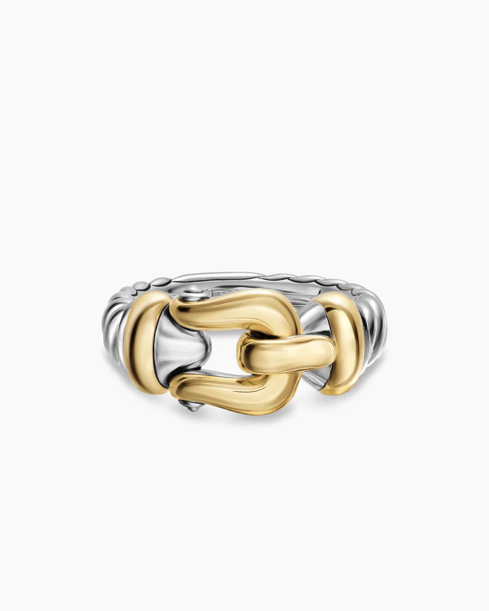 BUCKLE RING Sterling Silver with 14K Yellow Gold, 10.4mm
