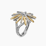 STARBURST RING Sterling Silver with 18K Yellow Gold and Diamonds, 25mm