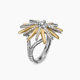 STARBURST RING Sterling Silver with 18K Yellow Gold and Diamonds, 25mm