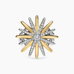 STARBURST RING Sterling Silver with 18K Yellow Gold and Diamonds, 25mm