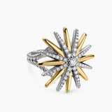 STARBURST RING Sterling Silver with 18K Yellow Gold and Diamonds, 25mm