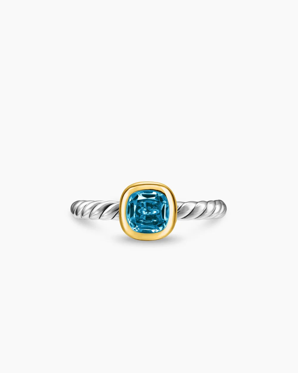 DY MERCER® COLOR CABLE RING Sterling Silver with 14K Yellow Gold and Hampton Blue Topaz, 5.5mm