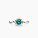 DY MERCER® COLOR CABLE RING Sterling Silver with 14K Yellow Gold and Hampton Blue Topaz, 5.5mm
