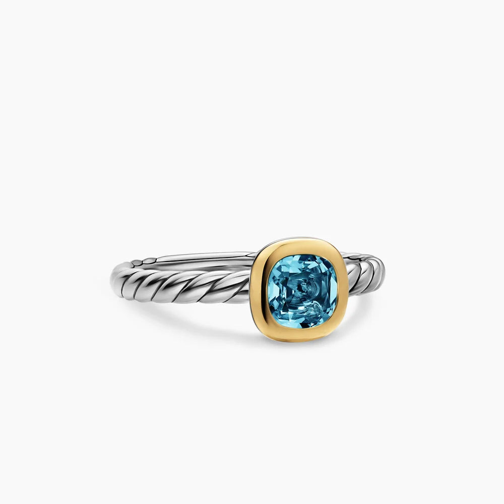DY MERCER® COLOR CABLE RING Sterling Silver with 14K Yellow Gold and Hampton Blue Topaz, 5.5mm