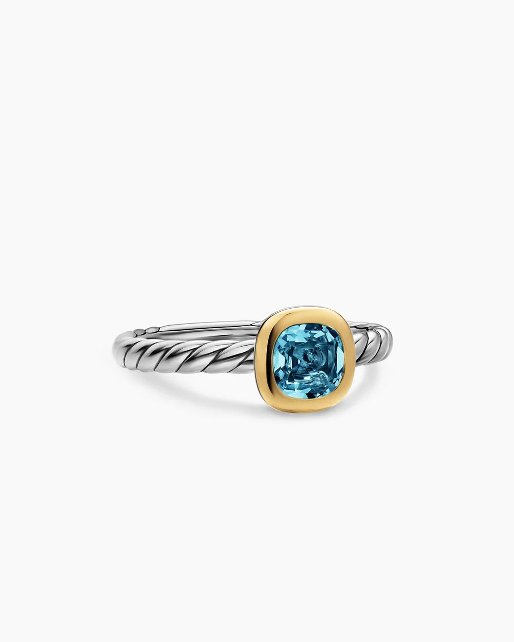 DY MERCER® COLOR CABLE RING Sterling Silver with 14K Yellow Gold and Hampton Blue Topaz, 5.5mm