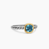 DY MERCER® COLOR CABLE RING Sterling Silver with 14K Yellow Gold and Hampton Blue Topaz, 5.5mm