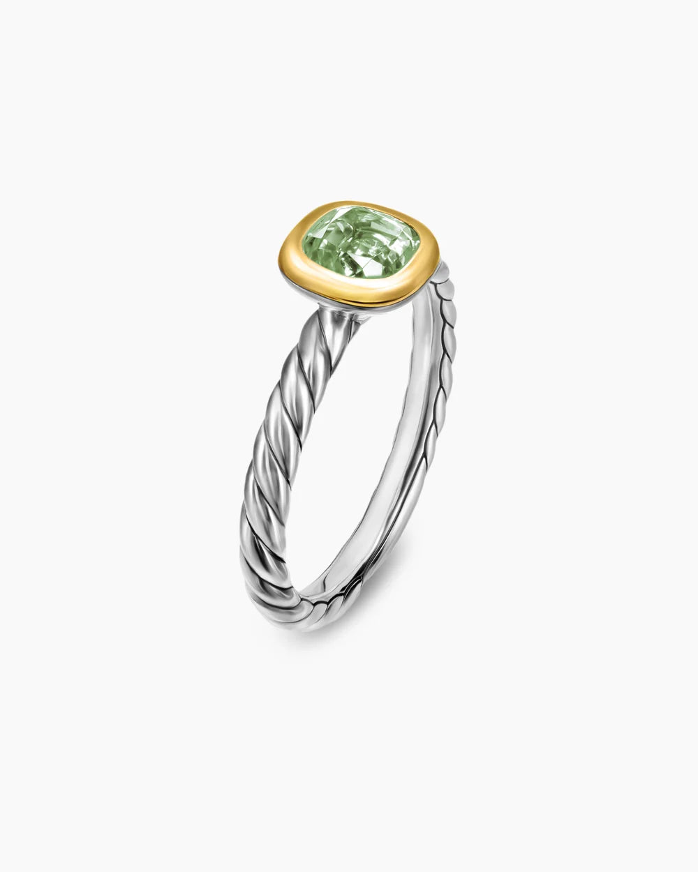 DY MERCER® COLOR CABLE RING Sterling Silver with 14K Yellow Gold and Prasiolite, 5.5mm