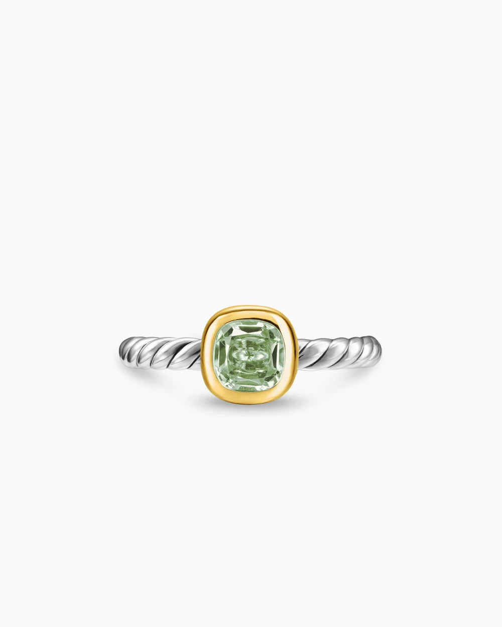 DY MERCER® COLOR CABLE RING Sterling Silver with 14K Yellow Gold and Prasiolite, 5.5mm