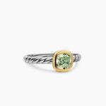 DY MERCER® COLOR CABLE RING Sterling Silver with 14K Yellow Gold and Prasiolite, 5.5mm