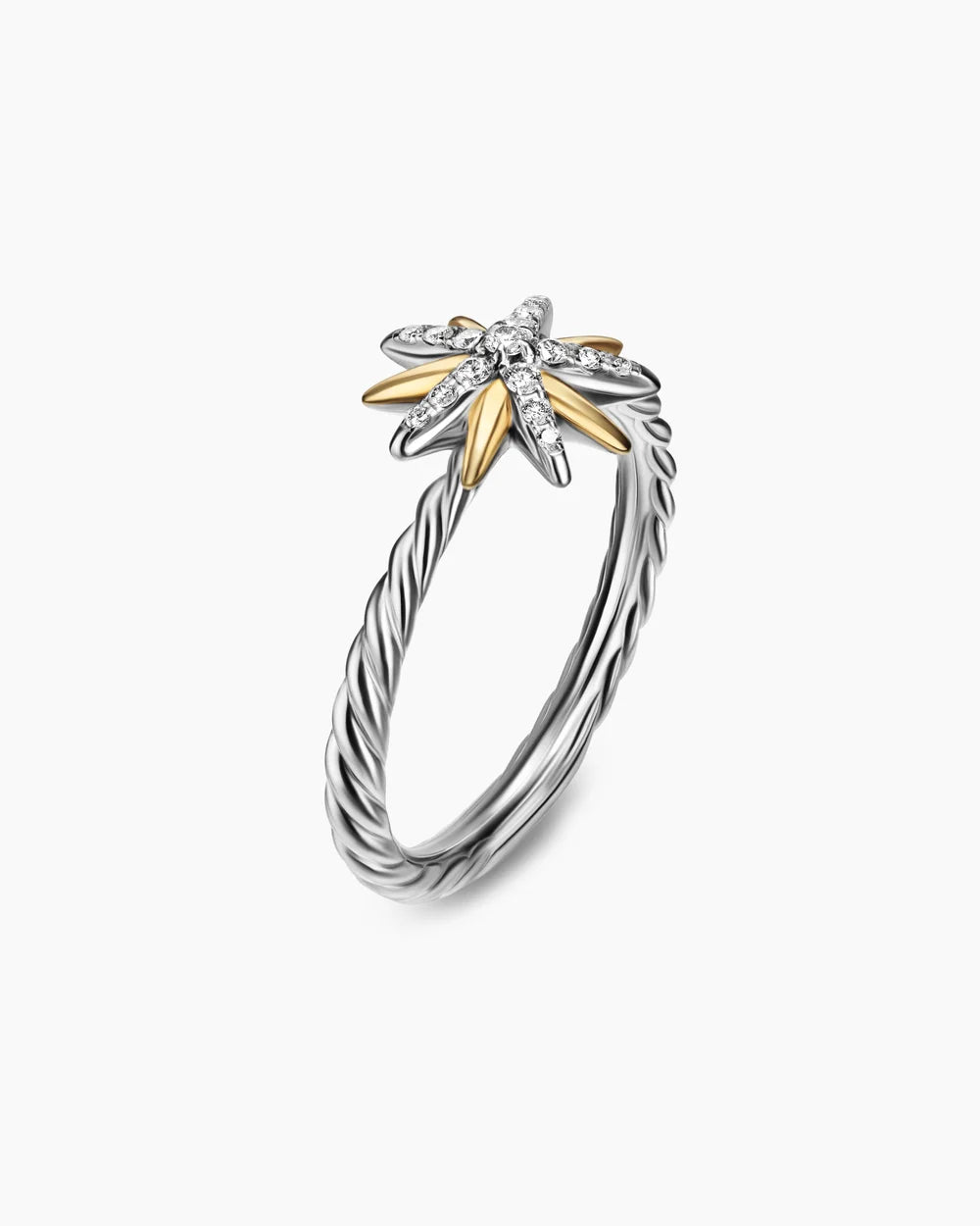 STARBURST RING Sterling Silver with 18K Yellow Gold and Diamonds, 10.6mm