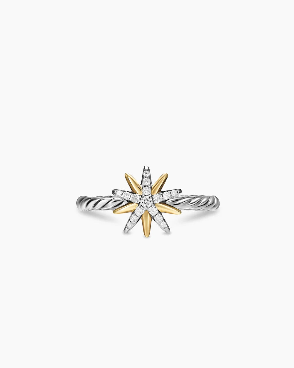 STARBURST RING Sterling Silver with 18K Yellow Gold and Diamonds, 10.6mm