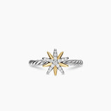 STARBURST RING Sterling Silver with 18K Yellow Gold and Diamonds, 10.6mm