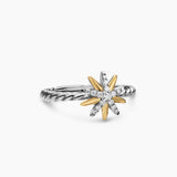 STARBURST RING Sterling Silver with 18K Yellow Gold and Diamonds, 10.6mm