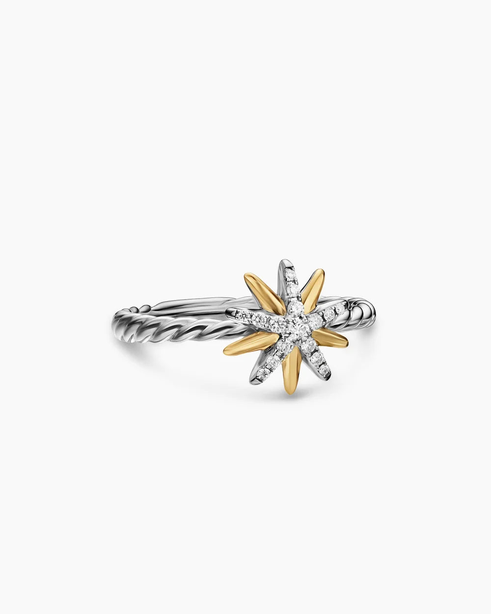 STARBURST RING Sterling Silver with 18K Yellow Gold and Diamonds, 10.6mm