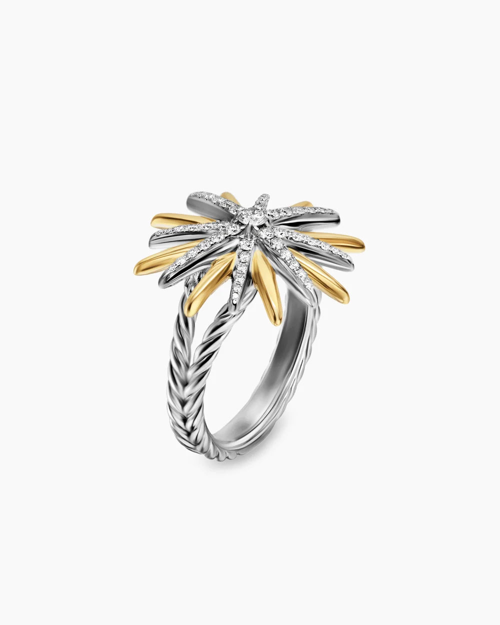 STARBURST RING Sterling Silver with 18K Yellow Gold and Diamonds, 20.7mm