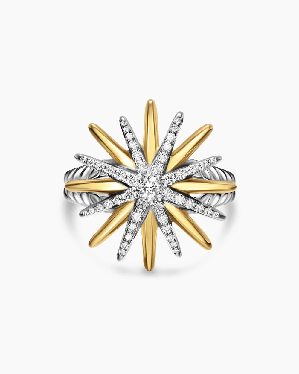 STARBURST RING Sterling Silver with 18K Yellow Gold and Diamonds, 20.7mm